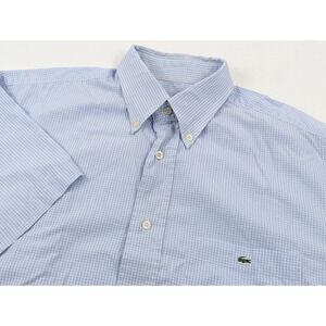Lacoste Mens Button Down Shirt Short Sleeve Blue EU 40 Medium